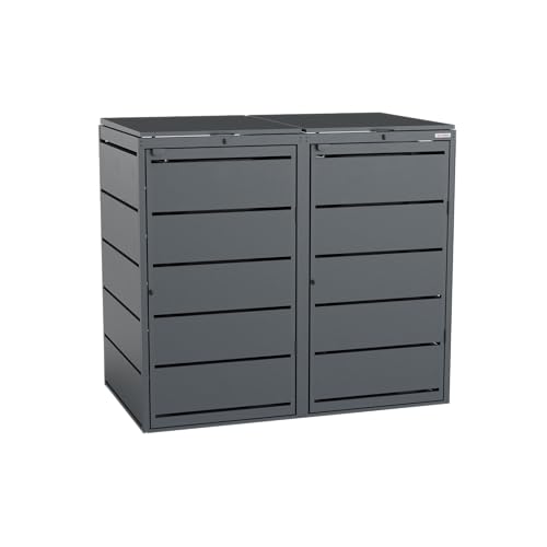 BIO Stefan Dagobert Mülltonnenbox 2er Set für 240 Liter Mülltonne | verzinkter Stahl | robuste Mülltonnenverkleidung | Müllbox, Müllhaus | verwendbar als Paketbox | Box für Mülltonnen | Anthrazit von BIO Stefan