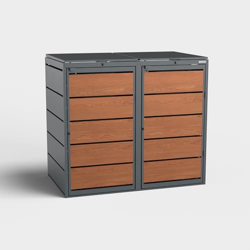 BIO Stefan Dagobert Mülltonnenbox 2er für 240 Liter Mülltonne | verzinkter Stahl | robuste Mülltonnenverkleidung | Müllbox, Müllhaus | verwendbar als Paketbox | Box für Mülltonnen (240 L - 2er) von BIO Stefan
