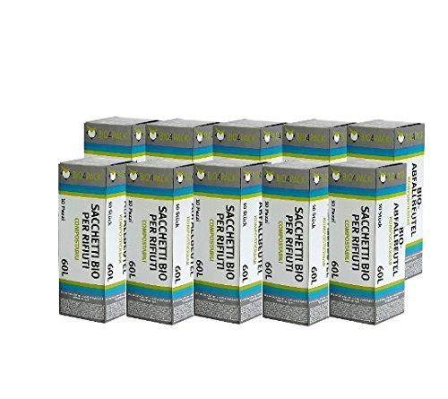 BIO4PACK Bio Abfallbeutel - Verschiedene Größen und Mengen (60 Liter, Menge: 10 Rollen) von BIO4PACK