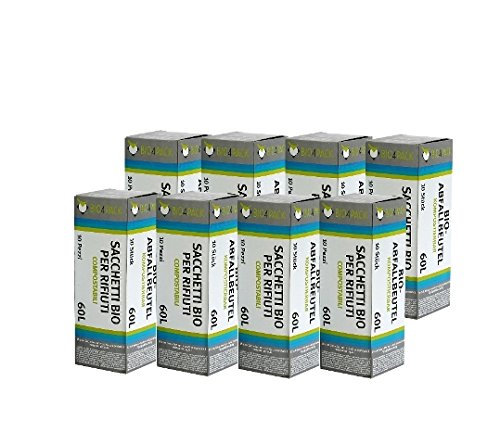 BIO4PACK Bio Abfallbeutel - Verschiedene Größen und Mengen (60 Liter, Menge: 8 Rollen) von BIO4PACK