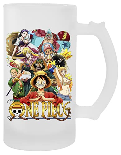 BIOCLOD One Piece Luffy Gang Transparent Becher für Bier Mit Griff Transparent Mug For Beer von BIOCLOD
