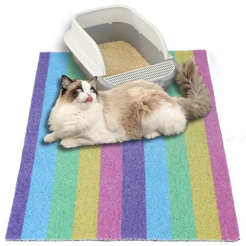 Katzenklo Matte Premium Katzenstreu Matte Katzenklo Rutschfest Katzenklo Vorleger mit Seidenring Auslaufsicher Geruchsdicht und Leicht zu Reinigen Katzenstreu Matte für Hunde und Katzen 60 x 90cm von BIODEGREEN
