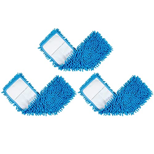 BiOHY Wischmopp 40 cm | Chenille Mopp | Microfasermopp blau (3er-Set) | Ideal für die Reinigung von empfindlichen und glatten Oberflächen von BIOHY