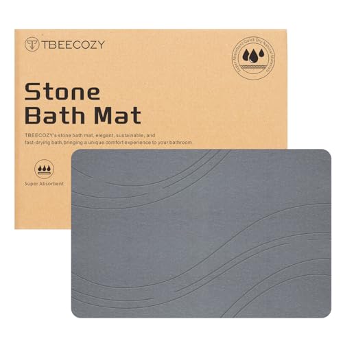 TBEECOZY Stlye018 Badematte aus Stein, große Kieselgur Duschmatte, zum Trocknen harter Badezimmermatte, rutschfest, super saugfähig, Stein-Badematten für Badezimmer, Dusche, Boden, stlye018, 50,8 x von BIOIWGY