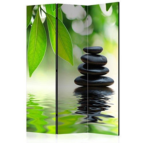 RAUMTEILER/PARAVENT B&D XXL - Paravent Raumteiler Innen Spa Zen 135x172 cm 3-teilig Einseitig Raumtrenner Raum Trennwand Holz Room Divider Spanische Wand Raum schwarz grün b-B-0184-z-b von BIOMBO B&D XXL