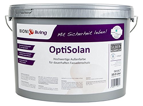 Bioni OptiSolan Fassadenfarbe mit patentierter Formel und dauerhaftem Schutz gegen Algen (10 Liter) von Bioni