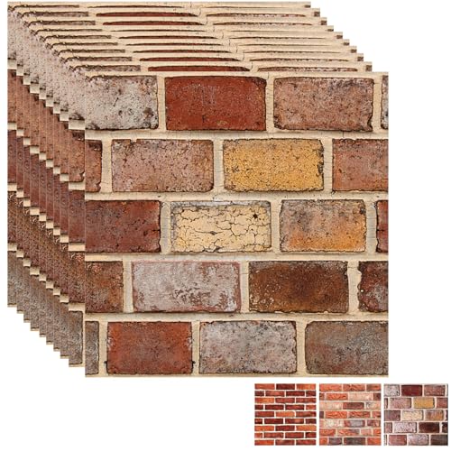 3D Wandpaneele Selbstklebend, 10 Stück Wandverkleidung Selbstklebend PVC Wandaufkleber Wasserdicht Wandtapete, 30x 30cm Wandpaneele für Wohnzimmer,Schlafzimmer,Küche,Wandverkleidung (Weihnachtsstein) von BIONSUIKIM