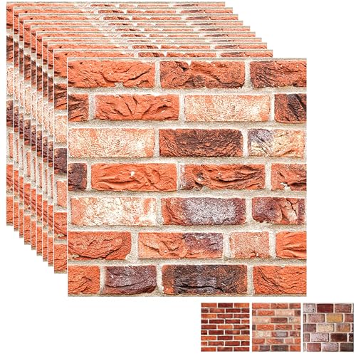 BIONSUIKIM 3D Wandpaneele Selbstklebend, 10 Stück Wandverkleidung Selbstklebend PVC Wandaufkleber Wasserdicht Wandtapete, 30x 30cm Wandpaneele für Wohnzimmer,Schlafzimmer,Küche (10, Heller Stein) von BIONSUIKIM