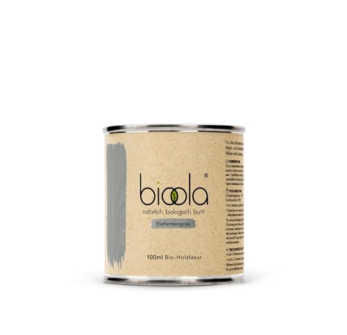 bioola® colour - 100% natürlich-biologische Lasur für Kinderspielzeug sowie Holz und Möbel im Wohn- & Schlafbereich - vegan & plastikfrei - Elefantengrau, 100 ml von BIOOLA