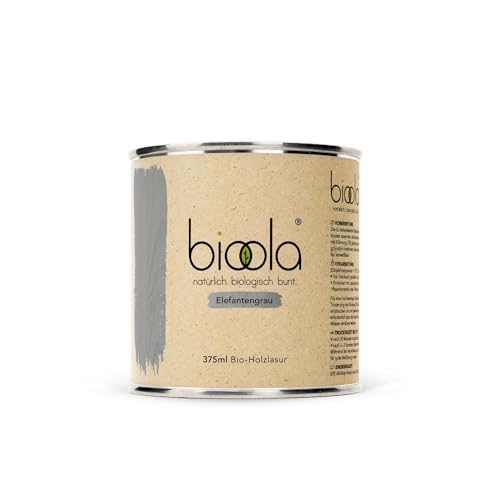 bioola® colour - 100% natürlich-biologische Lasur für Kinderspielzeug sowie Holz und Möbel im Wohn- & Schlafbereich - vegan & plastikfrei - Elefantengrau, 375 ml von BIOOLA