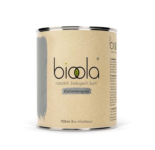 bioola® colour - 100% natürlich-biologische Lasur für Kinderspielzeug sowie Holz und Möbel im Wohn- & Schlafbereich - vegan & plastikfrei - Elefantengrau, 750 ml von BIOOLA
