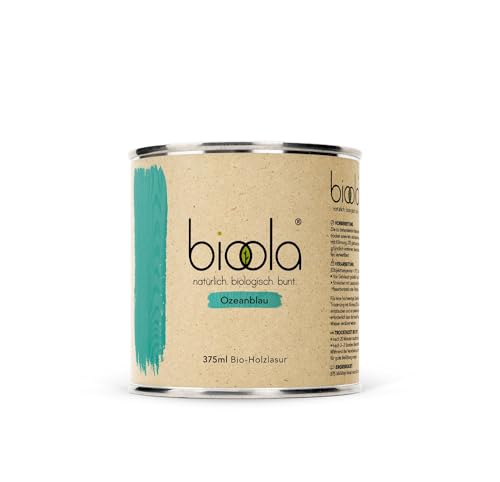 BIOOLA® colour - 100% natürlich-biologische Lasur für Kinderspielzeug sowie Holz und Möbel im Wohn- & Schlafbereich - vegan & plastikfrei - Ozeanblau, 375 ml von BIOOLA