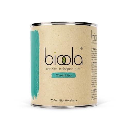 bioola® colour - 100% natürlich-biologische Lasur für Kinderspielzeug sowie Holz und Möbel im Wohn- & Schlafbereich - vegan & plastikfrei - Ozeanblau, 750 ml von BIOOLA