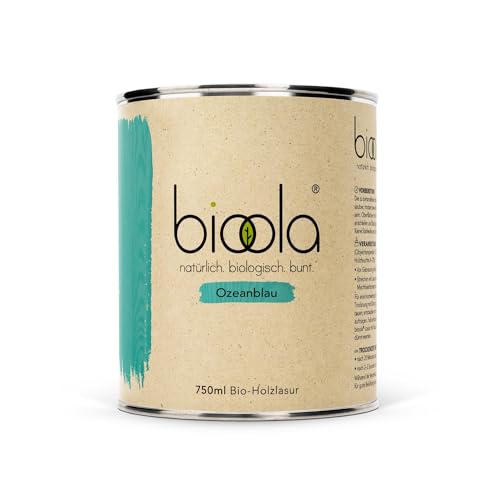 BIOOLA® colour - 100% natürlich-biologische Lasur für Kinderspielzeug sowie Holz und Möbel im Wohn- & Schlafbereich - vegan & plastikfrei - Ozeanblau, 750 ml von BIOOLA