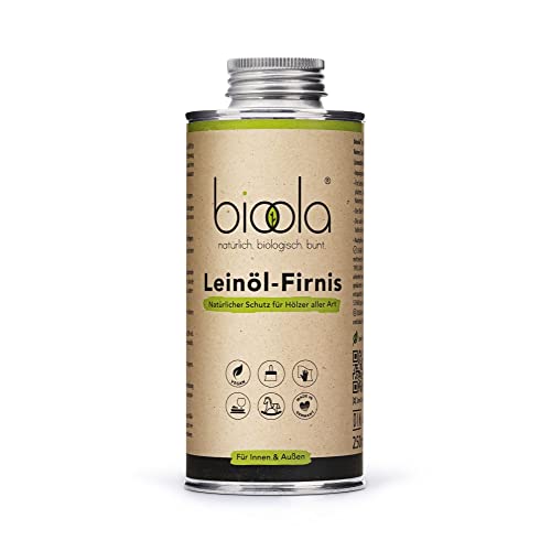 bioola® nature Leinöl-Firnis 250 ml, plastikfrei verpackt - natürlich-biologischer Holzschutz für Innen & Außen - vegan & lebensmittelecht - Made in Germany von BIOOLA