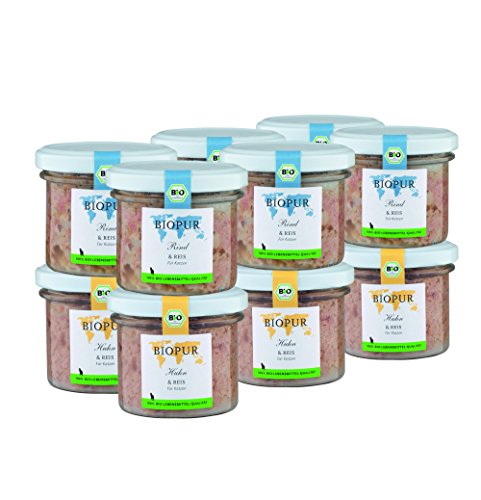 Bio Katzenfutter Gemischtes BIOPUR Sortiment 12x100g für Katzen von BIOPUR Tiernahrung
