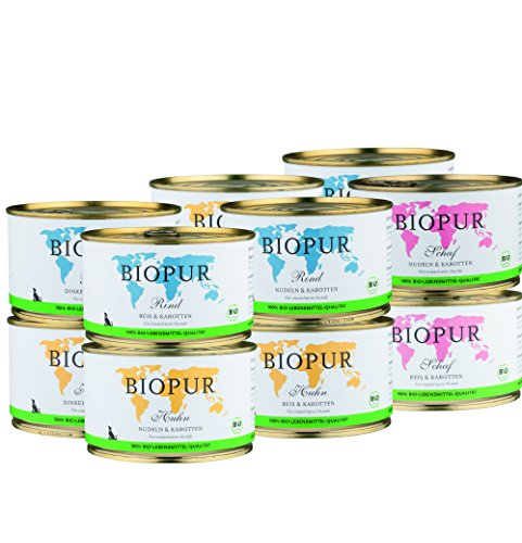 BIOPUR Tiernahrung Bio Gemischtes Hundefutter (Nassfutter) Sortiment 12x400g in 100% Bio-Lebensmittelqualität BIOPUR Tiernahrung Bio Gemischtes Hundefutter (Nassfutter) Sortiment 12x400g in 100% Bio-Lebensmittelqualität von BIOPUR Tiernahrung