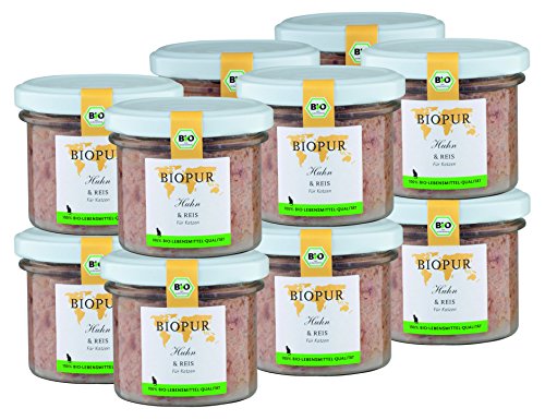 BIOPUR Tiernahrung Bio Katzenfutter Huhn & Reis für Katzen 12x100g von BIOPUR Tiernahrung