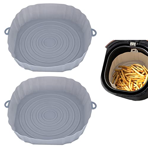 Air Fryer Silicone Pot Liners, Heißluftfritteuse Silikon Backblech, Heißluftfritteuse Backen Zubehör Backform, Wiederverwendbar Antihaft Luftfritteuse Rundes Tablett von BIOSA