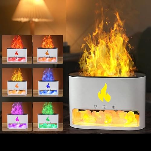 Aroma Diffuser Luftbefeuchter mit Flammen Effekt, USB-Aufladung 7 Flammenfarben Aromatherapie-Diffusor, 250ML Diffusor for das Schlafzimmer im Home Office von BIOSA