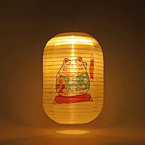 BIOSA 10-Zoll Solar Laterne Im Japanischen Stil, Garten Deko Solarlaterne im traditionellen japanischen Stil Stoff Laterne for Draußen Hängende Lampen Dekorative… von BIOSA