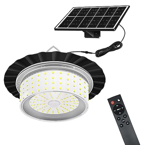 BIOSA 244 LED-Solar-Schuppenleuchte, IP65 wasserdichte Solar-Pendelleuchte mit Fernbedienung, Innen-Außen-Timer, 5 Beleuchtungsmodi, 600 lm, Bewegungssensor for Haus, Garage, Geschäft, Scheu von BIOSA