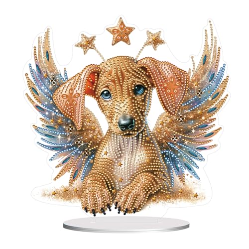 BIOSA 5D DIY Diamond Painting Hund Desktop Set Deko, Schäferhund Ornament Set, 5D DIY Diamond Teddy Schmetterling Desktop-Dekoration Geschenke Deko von BIOSA