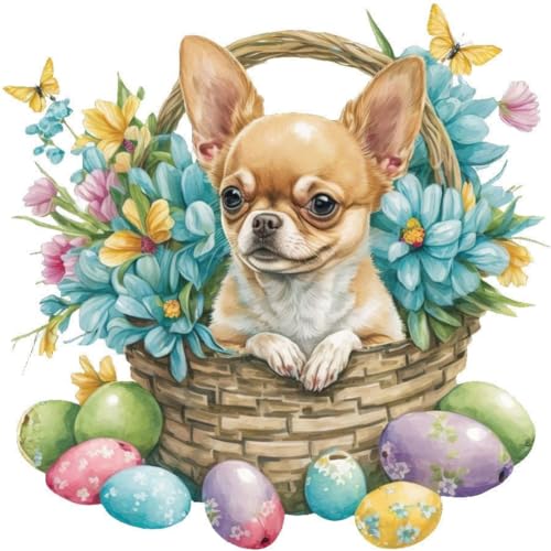 BIOSA 5D DIY Diamond Painting Ostern Hund, 5D Diamant Painting Kinder, DIY Hund Osterndeko, Geschenk for Osterndeko von BIOSA