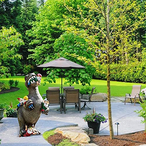 BIOSA Dinosaurier Essen Zwerge Gartenstatuen, Gartenzwerg Statue, Outdoor Garten Kunst Figur Decor, Garten Skulptur for Patio, Rasen, Hof Dekoration, Einweihungsparty Geschenk von BIOSA