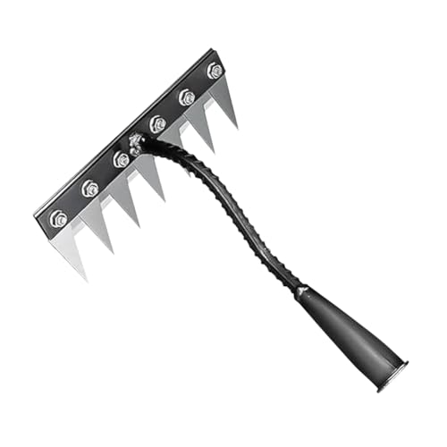 BIOSA Iron Unkrebs Rake,Garden Harke 2.0 for Gartenarbeit, 5/6/7/8 Zähne Rasenrakel Grabegabel mit Edelstahlgriff for Enttetung, Gartenarbeit und Rasenlösten im Hinterhof von BIOSA
