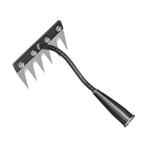 BIOSA Iron Unkrebs Rake,Garden Harke 2.0 for Gartenarbeit, 5/6/7/8 Zähne Rasenrakel Grabegabel mit Edelstahlgriff for Enttetung, Gartenarbeit und Rasenlösten im Hinterhof von BIOSA