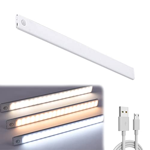 BIOSA LED Unterbauleuchte Küche mit Bewegungsmelder, USB Wiederaufladbar Nachtlicht Schranklicht, LED Kleiderschrank Lampen Küchenlampen Kabinett Sensor Licht mit 3 Farbiges Dimmbares-20cm von BIOSA