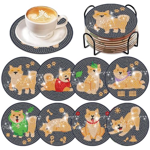BIOSA Diamond Painting Untersetzer Set, DIY Tier Glasuntersetzer Erwachsene Diamond Painting Untersetzer, 8pcs - 18 Hund, Modern, Holz, Mehrfarbig (Multicolored), Tischplatte, Indoor BIOSA Diamond Painting Untersetzer Set, DIY Tier Glasuntersetzer Erwachsene Diamond Painting Untersetzer, 8pcs - 18 Hund, Modern, Holz, Mehrfarbig (Multicolored), Tischplatte, Indoor von BIOSA
