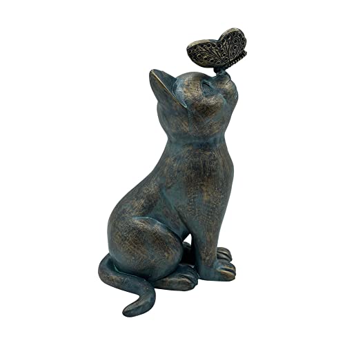 Garten Deko Katze Schmetterlinge Gartendeko Figuren for Außen Balkon Gartendekoration Innenhof Layout niedlichen Katze Top Schmetterling Ornamente Harz Freien kreative Tiere von BIOSA