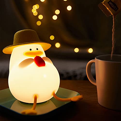 LED Nachtlicht, Led Enten Nachtlicht Kinder, Niedliches Enten-Trinkwasser Nachttisch Touch Lampe Dimmbare USB-Aufladung LED Silikon Nachtlicht mit Geschenk for Kinder, Jungen und Mädchen von BIOSA