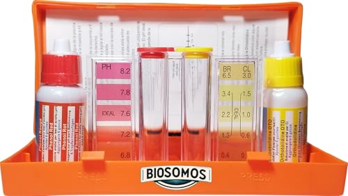 Testset für pH- und Chlor-Tester (Otho/Phenol), 6 Tropfen, zur Messung des pH- und Chlorwertes des Wassers in Ihrem Pool, Spa oder Whirlpool (Testset) von BIOSOMOS