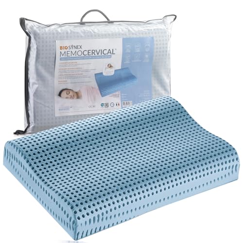 BIOSYNEX - MEMOCERVICAL - Ergonomisches rechteckiges Kissen aus Memory - 40 x 60 cm - Medizinprodukt - Made in Italy (Blau, Doppelwelle) von BIOSYNEX