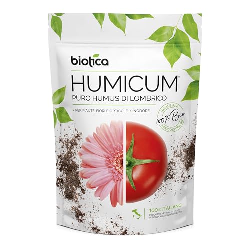 BIOTICA HUMICUM Wurmhumus Regenwurmhumus - 2 Liter - Wurmkompost - Bio Universaldünger - für alle Zimmer-, Balkon- und Terrassenpflanzen, Natürlicher Düngemittel von BIOTICA