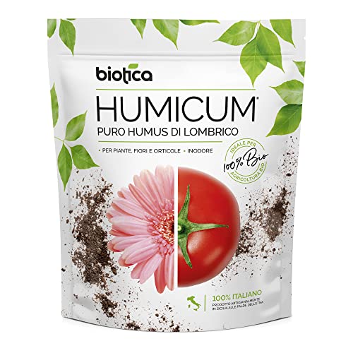 BIOTICA HUMICUM Wurmhumus Regenwurmhumus - 6 Liter - Wurmkompost - Bio Universaldünger - für alle Zimmer-, Balkon- und Terrassenpflanzen, Natürlicher Düngemittel von BIOTICA