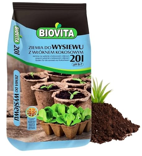 BIOVITA für die Aussaat mit Kokosfasern Mehrkomponentensubstrat Pflanzenerde Gebrauchsfertig Erde Natürlichen Ursprungs (20 Liter) von BIOVITA