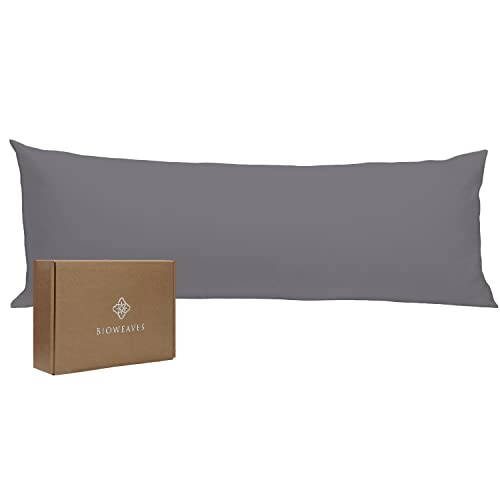 BIOWEAVES Kissenbezüge, 100% Bio-Baumwolle, Fadenzahl 300, weiches Satin-Gewebe, GOTS-zertifiziert Body Pillow Case - 21" x 54" grau von BIOWEAVES