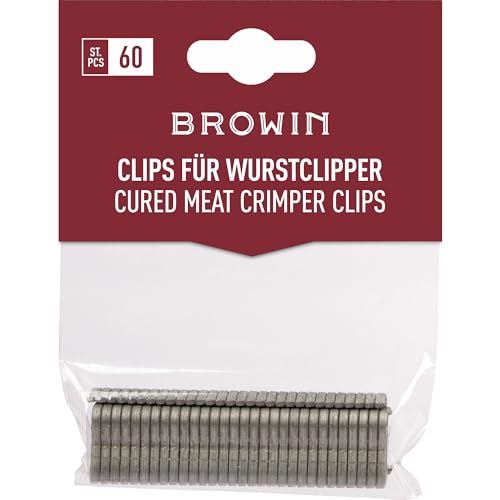 Browin 31 313314 Clips für Wurstclipper, Handklipper 60 St, Stahl, 0,2x1,8x0,7, 145 m von Browin