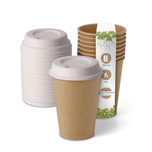 BIOZOYG 100 Stück Kompostierbare Bio Einweg Becher inkl. Pappdeckel I Einmalbecher Getränkebecher Wegwerfbecher Papierbecher I Coffee to go Pappbecher braun ungebleicht 300 ml 12 oz BIOZOYG 100 Stück Kompostierbare Bio Einweg Becher inkl. Pappdeckel I Einmalbecher Getränkebecher Wegwerfbecher Papierbecher I Coffee to go Pappbecher braun ungebleicht 300 ml 12 oz von BIOZOYG