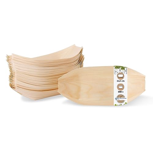 BIOZOYG 200x Fingerfood-Schalen Einweg aus Holz 8 cm - Snackschalen naturbelassen & modern - Catering-Zubehör Buffet, Holzschalen von BIOZOYG