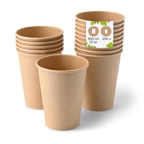 BIOZOYG 250 Stück Kaffeebecher Pappbecher 300ml / 12 oz Ø 90 mm braun - Einwegbecher plastikfrei - Becher aus nachhaltiger Forstwirtschaft - Kaffeebecher Einweg BIOZOYG 250 Stück Kaffeebecher Pappbecher 300ml / 12 oz Ø 90 mm braun - Einwegbecher plastikfrei - Becher aus nachhaltiger Forstwirtschaft - Kaffeebecher Einweg von BIOZOYG