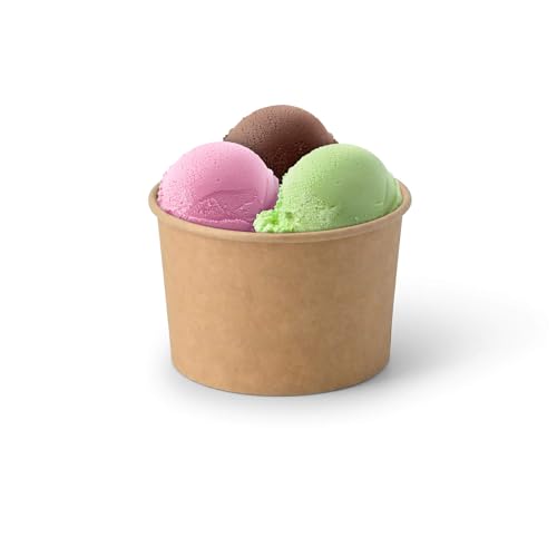 BIOZOYG 50x Eisbecher Pappe 200 ml braun - Einwegbecher plastikfrei und biologisch abbaubar - Dessertschale To-go-Becher von BIOZOYG