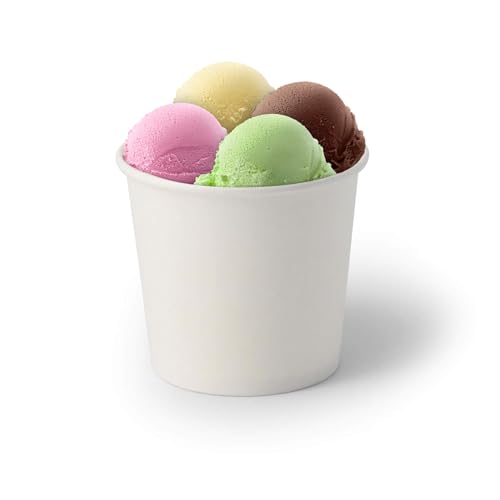 BIOZOYG 50x Eisbecher Pappe 250 ml weiß - Einwegbecher plastikfrei und biologisch abbaubar - Dessertschale To-go-Becher von BIOZOYG
