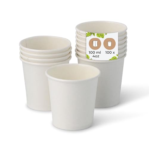 BIOZOYG 100 Stück Kaffeebecher Pappbecher 100ml / 4 oz Ø 62 mm weiß - Einwegbecher plastikfrei - Becher aus nachhaltiger Forstwirtschaft - Kaffeebecher Einweg von BIOZOYG