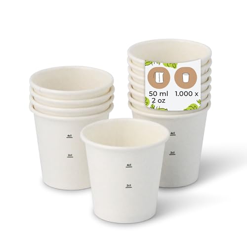 BIOZOYG Bio Kaffeebecher Pappbecher I Einweggeschirr Trinkbecher Papierbecher kompostierbare und biologisch abbaubare Becher I weiße unbedruckte umweltfreundliche Kaffeebecher 1000 Stück 50ml 2oz von BIOZOYG