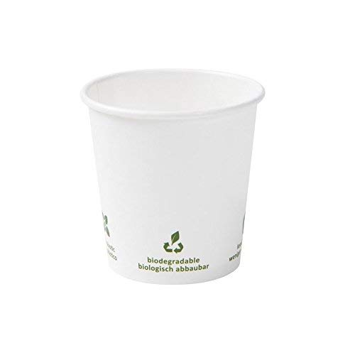 BIOZOYG 1000x Pappbecher 100 ml / 4 oz, Ø 62 mm weiß mit Umwelticons - Einwegbecher plastikfrei und aus nachhaltigen Materialien - Kaffeebecher Einweg von BIOZOYG